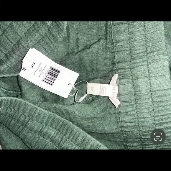 NWT Eileen Fisher Gauze Crop Cotton Culotte Pant Green - Picture 4 of 7